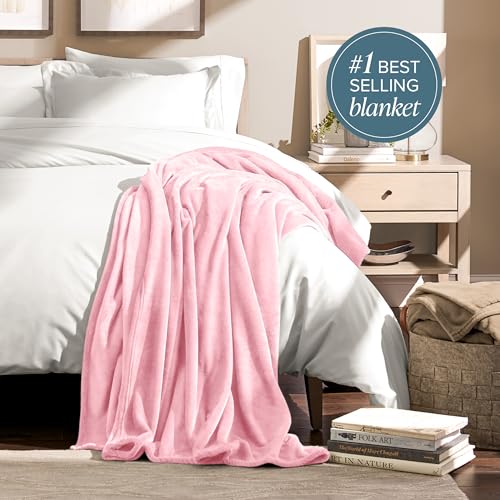Bare Home Fleece Blanket Luxury Microplush (Full/Queen, Light Pink) - color: 18 - Light Pink, size: Full/Queen
