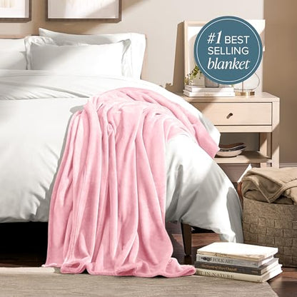 Bare Home Fleece Blanket Luxury Microplush (Full/Queen, Light Pink) - color: 18 - Light Pink, size: Full/Queen