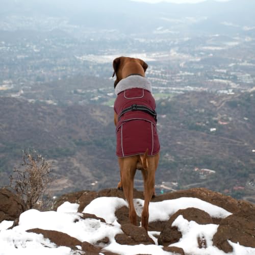 Lelepet Dog Coat Waterproof Dog Jacket Fleece Vest with Adjustable Buckle - color: Wine Red, size: S