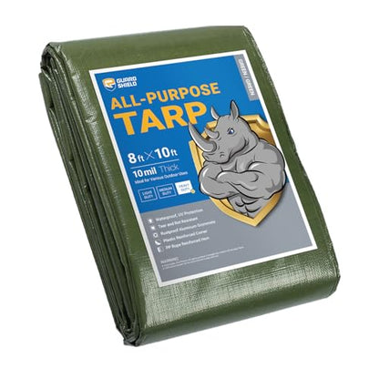 GUARD SHIELD Heavy Duty Tarp 8x10 Feet Green Multi Purpose Thick Waterproof Poly Tarp Cover 10mil - color: Green, size: 8x10