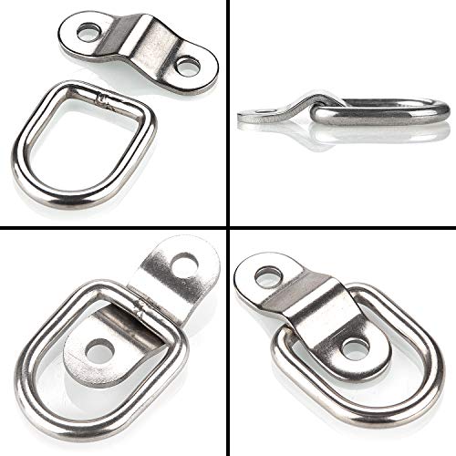 12 Pack Tie Down Rings with Mounting Bracket, Heavy Duty Stainless Steel Lashing Ring D-Ring Anchor Point, 1/4" Surface Mount for Trailer Truck Hauling, Cargo Load, RV Pickup Camper and Boats