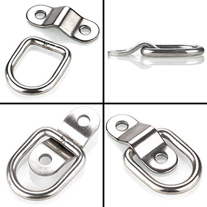 12 Pack Tie Down Rings with Mounting Bracket, Heavy Duty Stainless Steel Lashing Ring D-Ring Anchor Point, 1/4" Surface Mount for Trailer Truck Hauling, Cargo Load, RV Pickup Camper and Boats