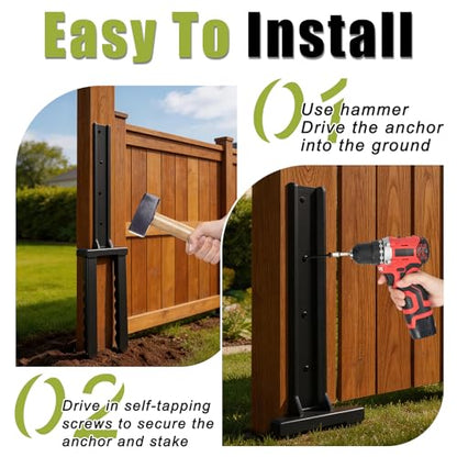 4 Pack 30" Fence Post Repair Kit for Fix 4x4|6x6 Fence Post | Wave Design Fence Post Stake Spike ,Fence Post Anchor Ground Spike for Repair Tilted/Broken Wood Fences Post - size: 4 Pcs