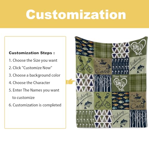 Jekeno Personalized Fish Gifts for Women Men, Fish Blanket Print, Custom Blanket with Name Flannel Blankets Customized Throw Blankets 60"x80" - color: Fish2-personalized, size: 60"x80"