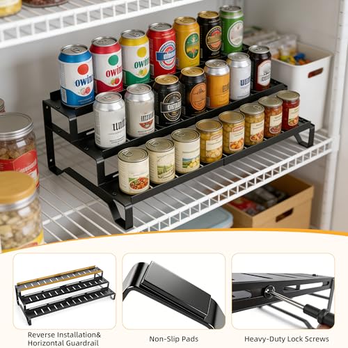 Expandable Can Organizer for Pantry, 3 Tier Metal Canned Food Storage 2Pack - size: 3tier*2pack