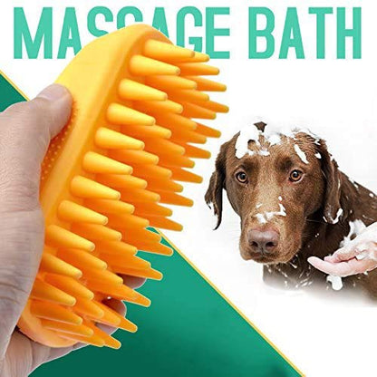 Pet Silicone Shampoo Brush for Long & Short Hair Medium Large Pets Dogs Cats, Anti-skid Rubber Dog Cat Pet Mouse Grooming Shower Bath Brush Massage Comb (Blue (New)) - color: Blue