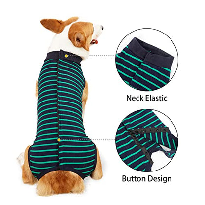 Dotoner Dog Recovery Suit Abdominal Wound Puppy Surgical Clothes Post-Operative Vest Pet After Surgery Wear Substitute E-Collar & Cone(M,Green) - color: Green, size: Medium (Pack of 1)