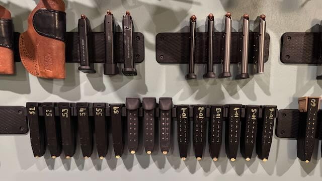 Magazine Mount for Glock 17 19 26 31 32 33 34 Mags - Wall Display Storage Organization System (8 Mounts Hold 24 Mags) - color: 8 Mounts Hold 24 Mags