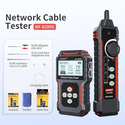 NOYAFA NF‑8209S Network Cable Tester – Upgrade Ethernet Cable Tester with PoE Detection, NCV Voltage Test, Cable Length Measurement, Port Flashing & Anti-Interference Scan Modes