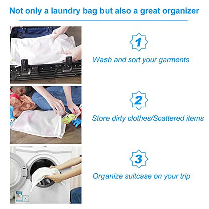 GOGOODA 3 Pack Delicates Laundry Bags, Fine Mesh Wash Bag with Hanging Loop - size: 3 set (3 Small)
