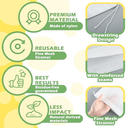 50 Pack Nylon Straining Nut Milk Bag 11.7" x 7.8" Fine Mesh Food Strainer Filter Cheese Cloth Bags for Nut Milk Juice Yogurt Cold Brew Tea Coffee Home Brewing