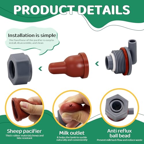 Lamb Nipple Goat Teat with Fix Base for Feeding Milk Bucket Livestock Animal Farming Tool (4pcs Nipples with with Fixed Base) - size: 1 Count (Pack of 4)