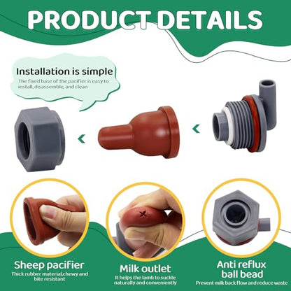 Lamb Nipple Goat Teat with Fix Base for Feeding Milk Bucket Livestock Animal Farming Tool (4pcs Nipples with with Fixed Base) - size: 1 Count (Pack of 4)