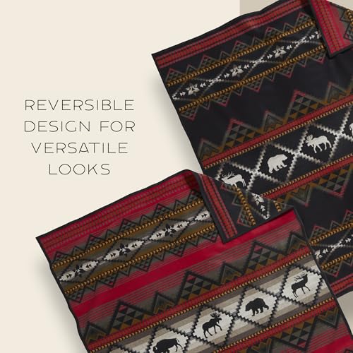 Pendleton Jacquard Unnapped Twin Blanket, 64 x 80 in, Heirloom Virgin Wool - color: Lost Trail, size: Twin (64" x 80")