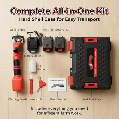 Sheep Shears, 20V Brushless Sheep Clippers, 2x4.0Ah Batteries Sheep Trimmer, Heavy Duty Cordless Shearers for Horse Goat Livestock