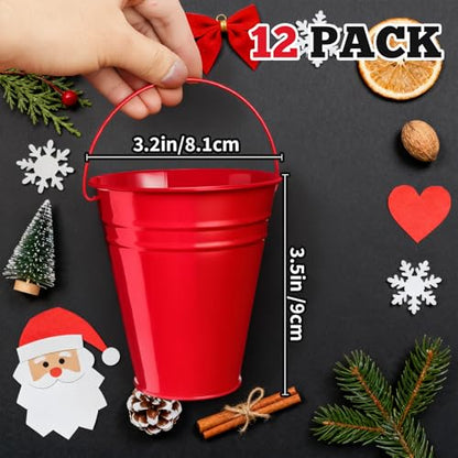 Sadnyy 12 Pack 4.5 X 5 inch White Red Green Metal Buckets - color: White Red Green, size: 4.5 x 5 in