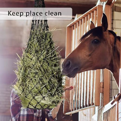 2 Pcs Ultra Slow Feed 1.5"x1.5" Holes 40” Hay Net, Durable Slow Feeder Hay Nets for Horses Goat Feed(Black