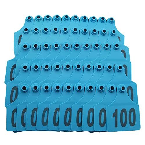 100PCS Cattle Ear Tags 001-100 Numbered Plastic Farm Identification - color: Blue
