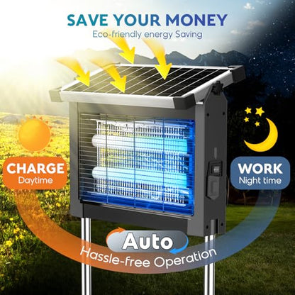 Solar Bug Zapper Outdoor, 4500V Mosquito Zapper Fly Traps Outdoor for Patio - color: Gray