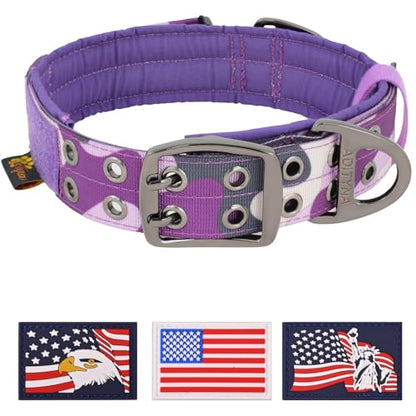 ADITYNA Heavy Duty Purple Dog Collar for Medium Dogs with Traffic Handle - color: Camo Purple, size: Medium: Fit 15-19" Neck