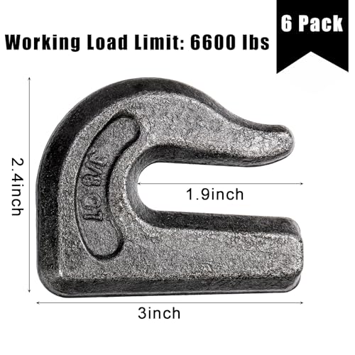 SOUJOY 6 Pack Weld on Grab Hook, 3/8" Tractor Bucket Hooks, G70 Forged Clevis Weldable Tow Chain Hook for Chain Pulling and Lifting, Trailer Truck, Rigging, Car