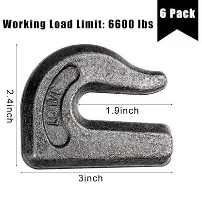 SOUJOY 6 Pack Weld on Grab Hook, 3/8" Tractor Bucket Hooks, G70 Forged Clevis Weldable Tow Chain Hook for Chain Pulling and Lifting, Trailer Truck, Rigging, Car