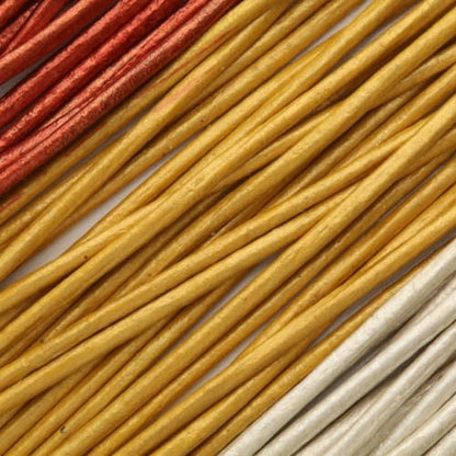 The Beadsmith Leather Cord – Copper, Gold & Silver Metallic Mix – 1mm Diameter – 24 Feet Per Card – Indian Thong for Braiding, Beading, Necklaces, Fine Lacing, Hair Accessories & DIY Jewelry Making - size: 1mm, style: Copper, Gold & Silver Metallic – 24 F