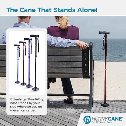HurryCane Freedom Edition Foldable Walking Cane with T Handle - color: Blue, size: 1 Count (Pack of 6)