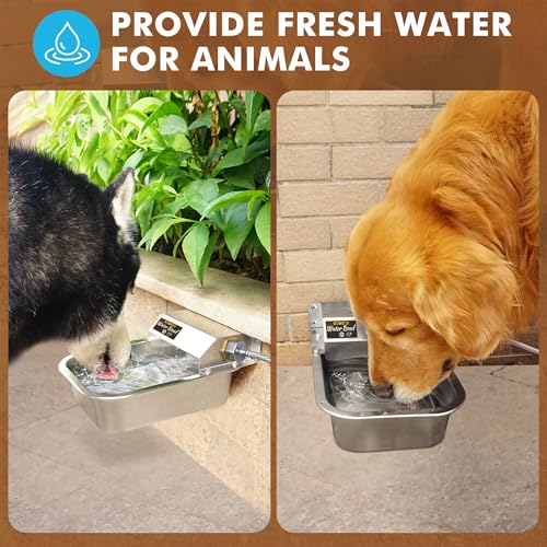 PETTEN 3L Automatic Dog Water Bowl Dispenser, Stainless Steel Self-Filling Water Bowl for Large Dogs & Outdoor Auto-Filling Fresh Water with 3/4" GHT Hose Connection