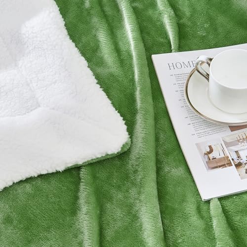 SOCHOW Sherpa Fleece Throw Blanket, Sage Green, 50x60 inches - color: Sage Green, size: 50"×60"