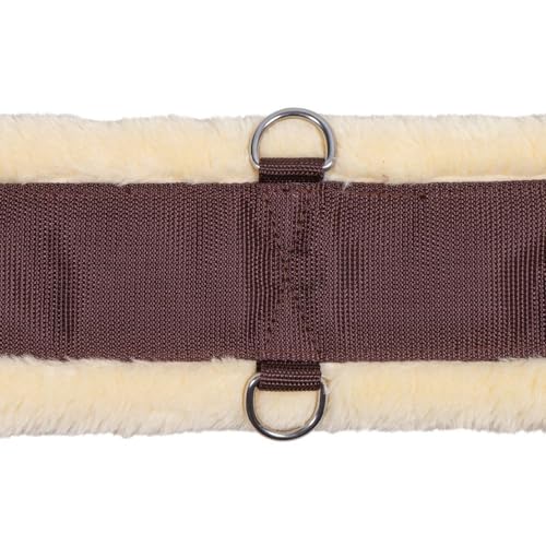 Dura-Tech Fleece Western Cinch | Soft Fleece Fabric Material | Prevents Horse Rubbing | Cream Color with Brown Webbing - size: 32"