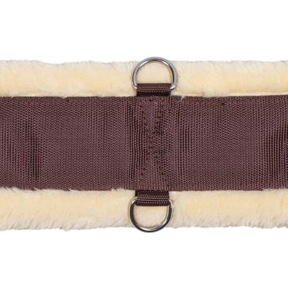 Dura-Tech Fleece Western Cinch | Soft Fleece Fabric Material | Prevents Horse Rubbing | Cream Color with Brown Webbing - size: 34"