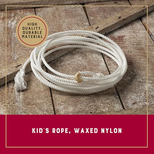 Weaver Equine Waxed Nylon Kids Lasso Rope for Practice, 5/16" x 20' | Lightweight, Colorful Loop Design, Helps Kids Build Roping Skills Play, Lessons, Ranch Events & Rodeos - color: Natual