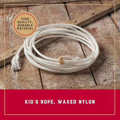 Weaver Equine Waxed Nylon Kids Lasso Rope for Practice, 5/16" x 20' | Lightweight, Colorful Loop Design, Helps Kids Build Roping Skills Play, Lessons, Ranch Events & Rodeos - color: Natual