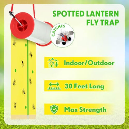 15 Rolls Sticky Fly Trap 30 ft Each, Fluorescent Yellow, Green Lines - color: Fluorescent Yellow with Green Lines