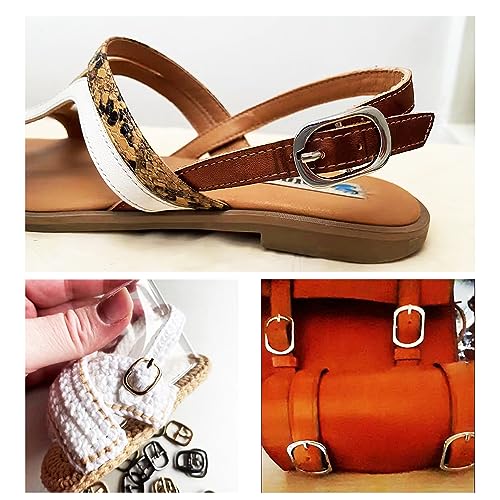 Shoe Buckle Replacement Set 3/4 Inch for Purse Strap Leather Belt, Roller Pin Buckles Single Prong Buckle-8 PCS - color: Silver