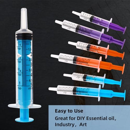 50pcs 5ml Syringes with Caps for Industry Lab Pet Feeding (Blue) - color: Blue, size: 5ml-50Pack