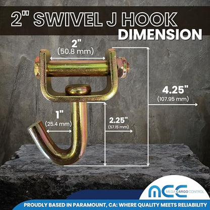 8 Pack 2" Swivel J Tow Hook Heavy Duty Replacement for Tie Down Straps - size: 8 - Pack