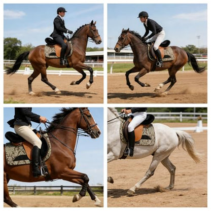 Saddle Sheepskin Seat Cover, Merino Sheepskin Saddle Pad – A Soft, Shock-Absorbing and Breathable Equestrian Seat Cover - color: Black