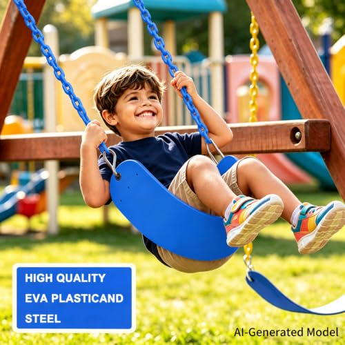 Swing Seat, 66" Heavy Duty Coated Iron Chain Sensory Swing, Therapy Swing Seat,Outdoor Playground Swing Set Accessories with Snap Hooks and Hanging Straps (Blue) - color: Blue