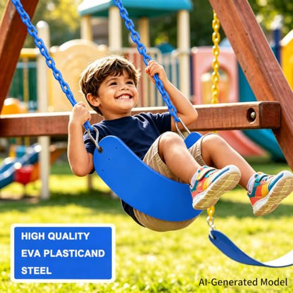 Swing Seat, 66" Heavy Duty Coated Iron Chain Sensory Swing, Therapy Swing Seat,Outdoor Playground Swing Set Accessories with Snap Hooks and Hanging Straps (Blue) - color: Blue
