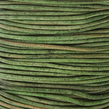 The Beadsmith Leather Cord –Dyed Antique Dark Green– 1mm Spool – 25 Yards/22.86 Meters – Indian Leather Thong Ideal for Braiding, Beading, Necklaces, Fine Lacing, Hair Accessories & DIY Jewelry Making - size: 1mm, style: Dyed Antique Dark Green – 25 Yards