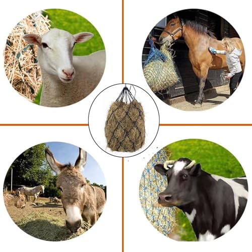 2 PCS Slow Feed Hay Nets for Horses, 40" Large Hay Feeder Bag with 2.6" Holes for Horse, Goat, Sheep - Hanging Hay Net for Grazing