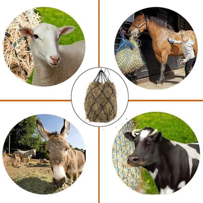 2 PCS Slow Feed Hay Nets for Horses, 40" Large Hay Feeder Bag with 2.6" Holes for Horse, Goat, Sheep - Hanging Hay Net for Grazing