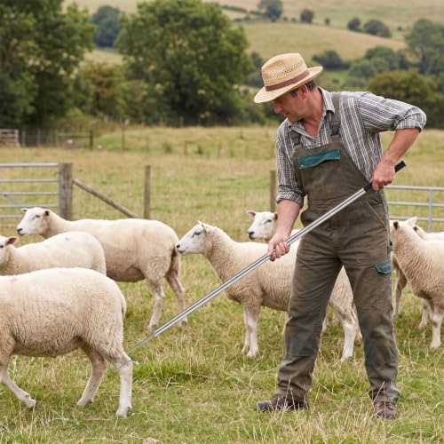 304 Stainless Steel Goat Sheep Catcher Hook, Adjustable Livestock Leg Grabber Tool 44"–70", Heavy Duty Shepherd Crook for Farm Shearing, Milking & Health Checks