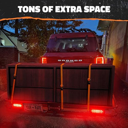 Mockins XXL Trailer Hitch Cargo Carrier with Rear Lights & Plate Bracket - size: 72"L X 36"W X 6"H - XXL