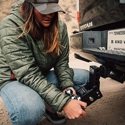 B&W Trailer Hitches Tow & Stow Adjustable Trailer Hitch Ball Mount - Fits 2.5" Receiver, Dual Ball (2" x 2-5/16"), 7" Drop, 18,000 GTW - TS20040B