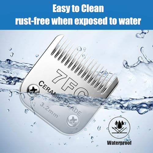 Dog Grooming Replacement Blades Compatible with Andis Dog Clipper, Dog Clipper Blades Compatible with Oster A5,Wahl KM-10 Series Dog Clipper,7FC Blades (3.2mm) - size: 7FC