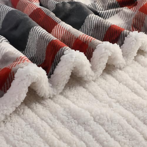 Electric Heated Blanket 72"×84" Full Size, Sherpa & Plush-Soft for Couch, Study, Bed, 4 Heat Settings & 10H Auto-Off, Energy Efficient, Black and Red Checkered Pattern - color: 25-black and Red Checkered Pattern, size: Full Size ( 72"x84" )
