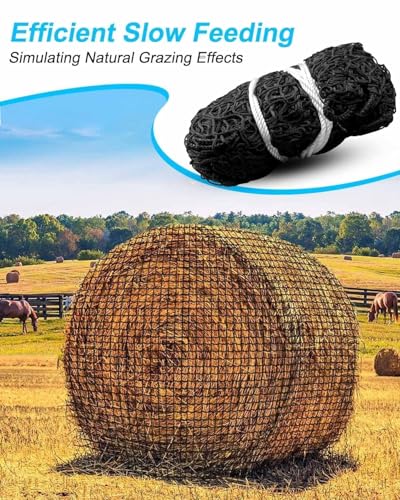 5x5Ft Round Bale Hay Net, Knotless Slow Feeder Hay Net for Horses - size: 5x5Ft
